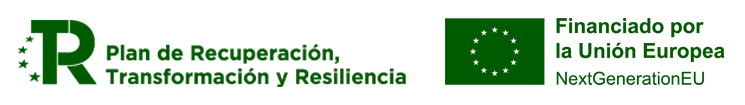 logotipos del Plan de Recuperación, Transformación y Resiliencia, y emblema de la Unión Europea